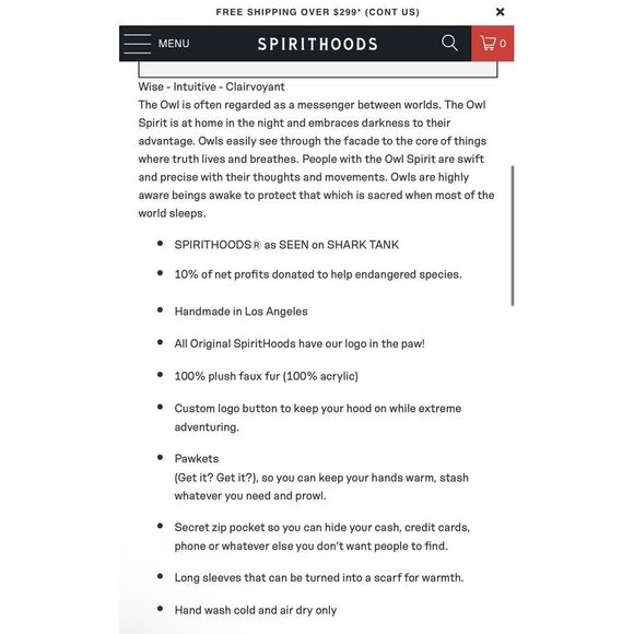 SpiritHoods Night Owl Faux Fur scarf hat hood - Picture 2 of 12